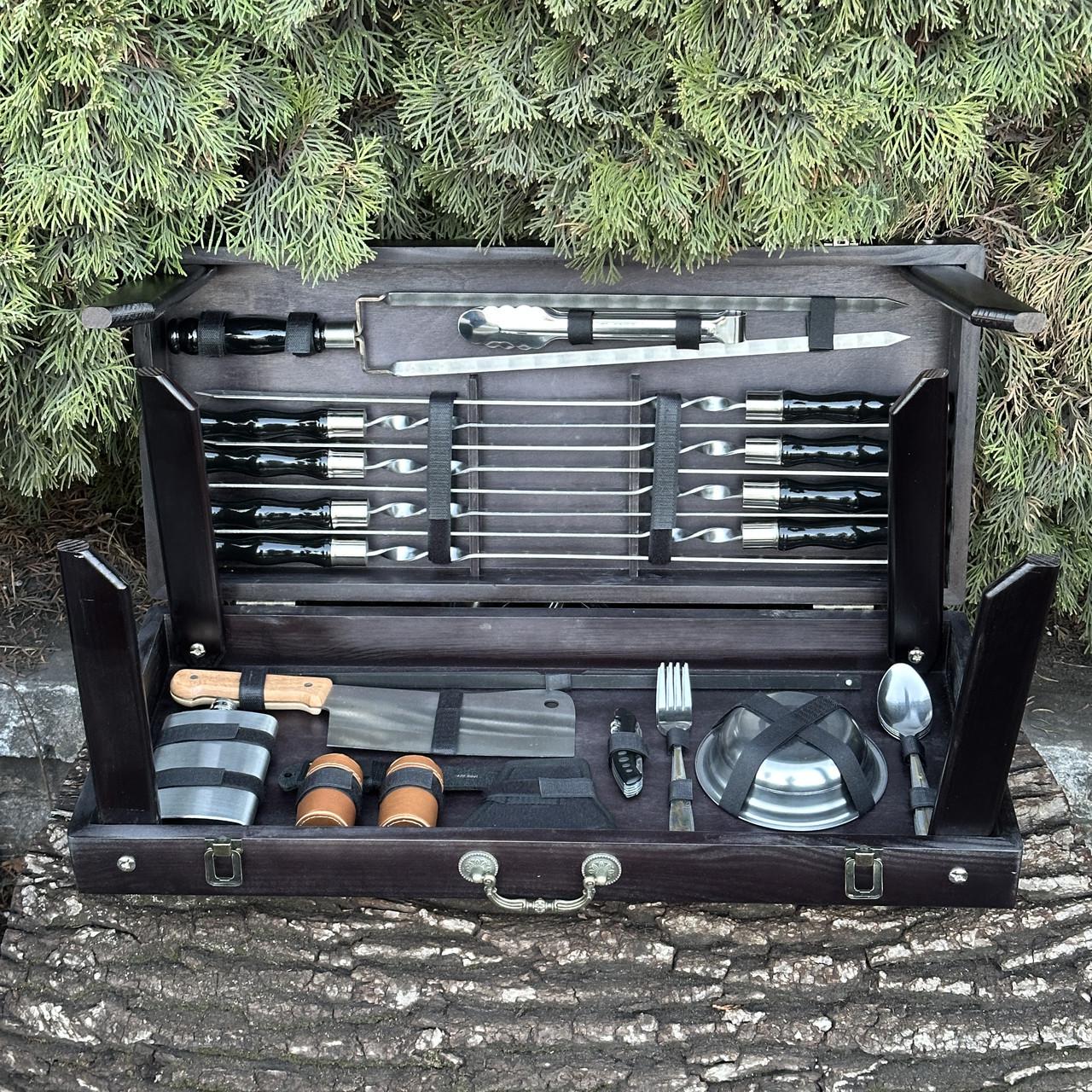 Набір подарунковий для барбекю Mzavod Пікнік кейс-столик Чорний (27728824)