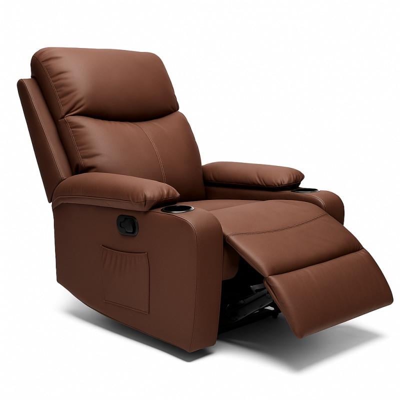Кресло реклайнер SOFA SOF01 раскладное для домашнего кинотеатра экокожа Коричневый (18341)