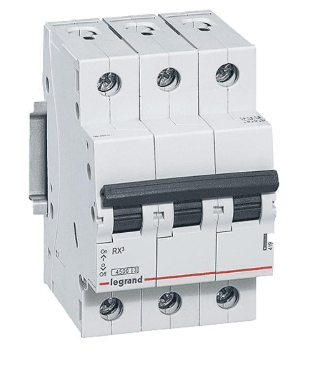 Автоматический выключатель модульный Legrand RX3 10А 3п C 4,5 кА (419706)