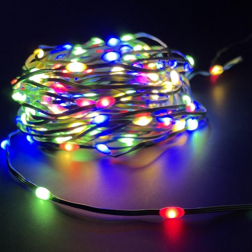 Светодиодная гирлянда LED Капли 500 диодов 50 м на зеленом проводе Разноцветный