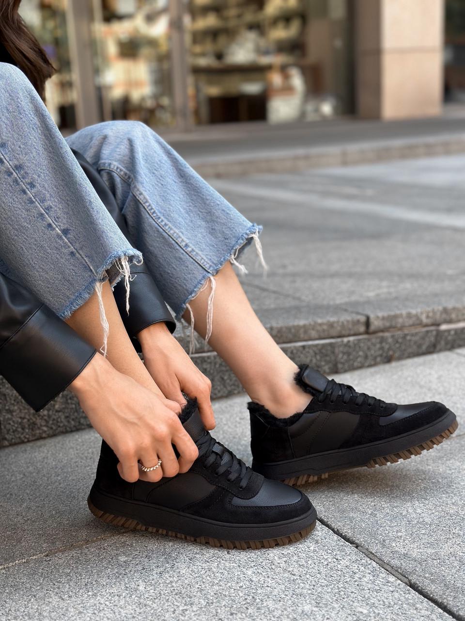 Кроссовки женские из кожи на меху р. 40 26 см Черный - фото 7 Кроссовки женские из кожи на меху р. 40 26 см Черный - фото 7