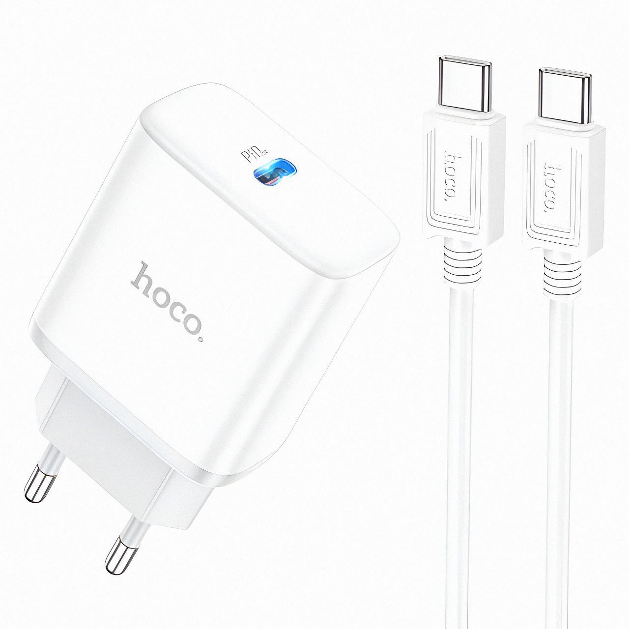 Зарядний пристрій мережевий Hoco C104A 20 Вт з кабелем Type-C на Type-C швидке заряджання PD (28093882)