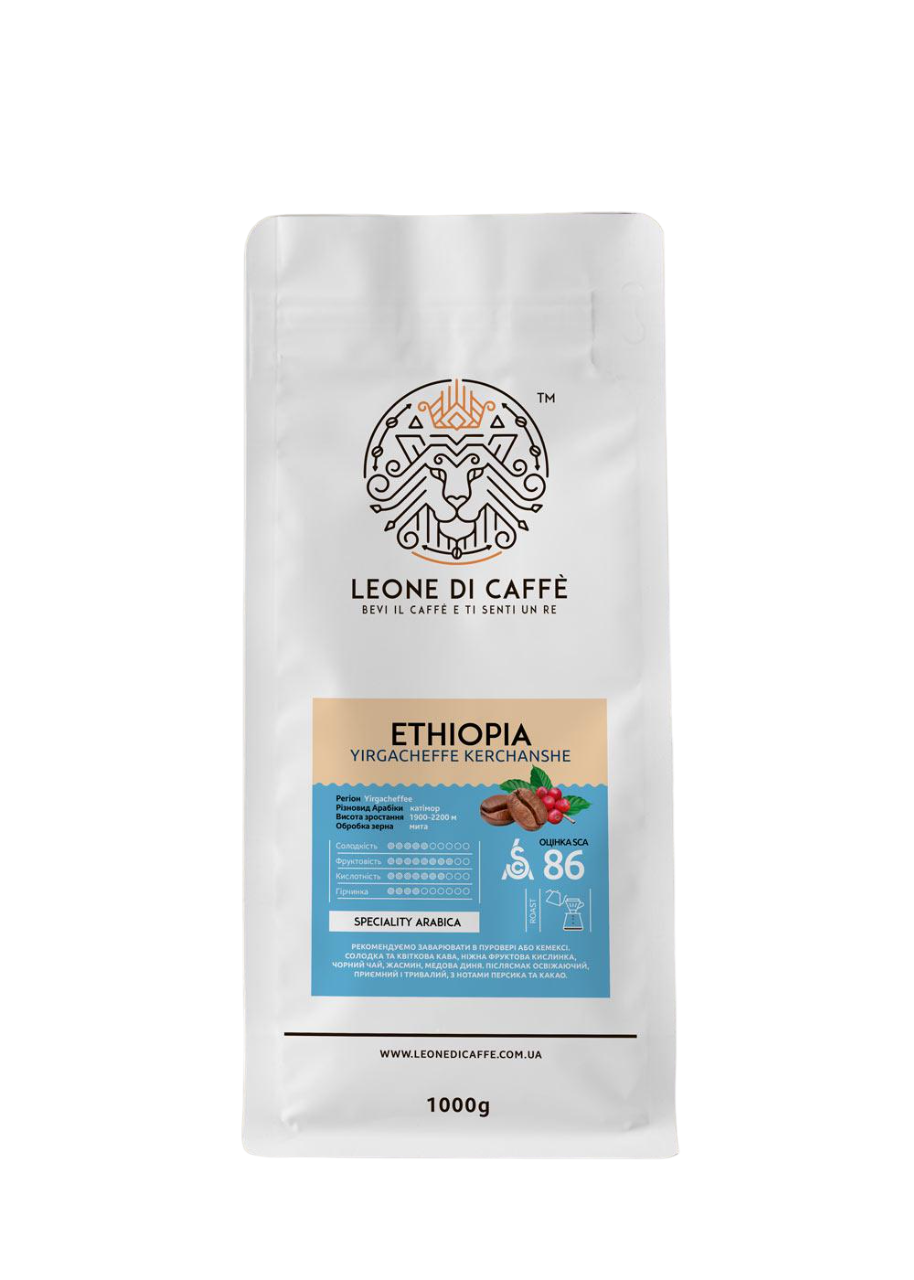 Кофе в зернах Leone di caffe Эфиопия Иргачиф Kerchanshe 100% Specialty арабика 1 кг (10869243) - фото 1