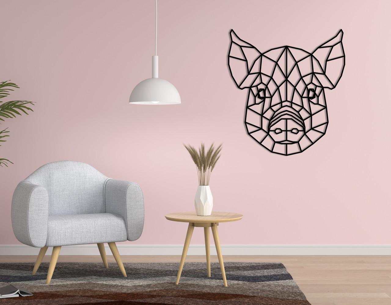 Панно на стену из дерева декоративное Upwood Decor Piglet 53x50 см Black (1584860457)
