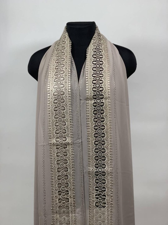 Шарф шифоновый с камнями Кофейный (ШарфШиф32)