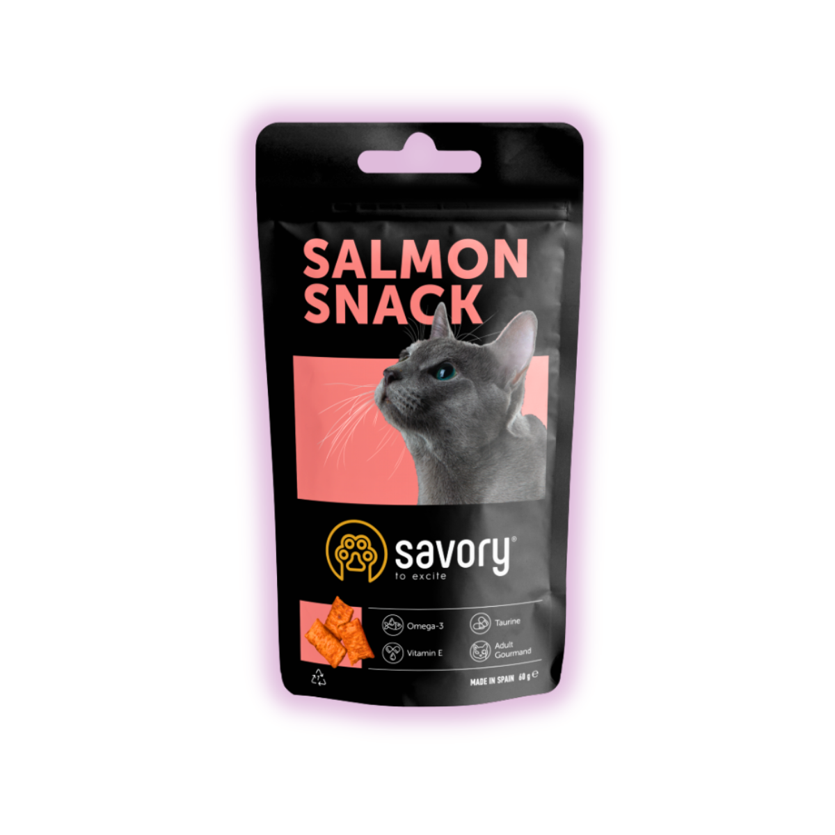 Ласощі для котів Savory подушечки з лососем для вибагливих дорослих котів 60 г (31454)