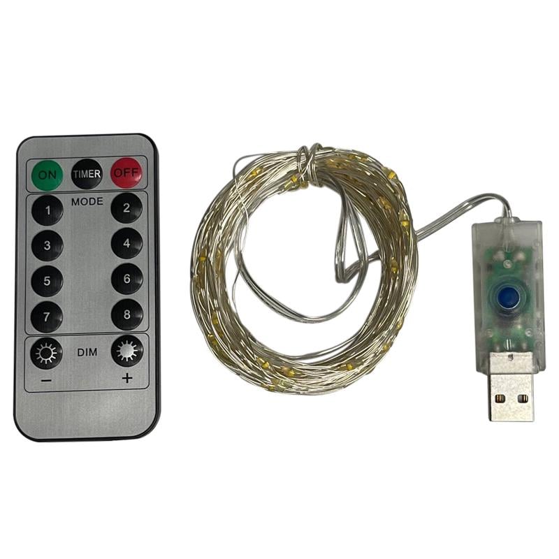 Гирлянда новогодняя 100 LED 10 м экстра теплый белый 8 режимов с диммированием от USB с пультом ДУ (51508) - фото 7 Гирлянда новогодняя 100 LED 10 м экстра теплый белый 8 режимов с диммированием от USB с пультом ДУ (51508) - фото 7