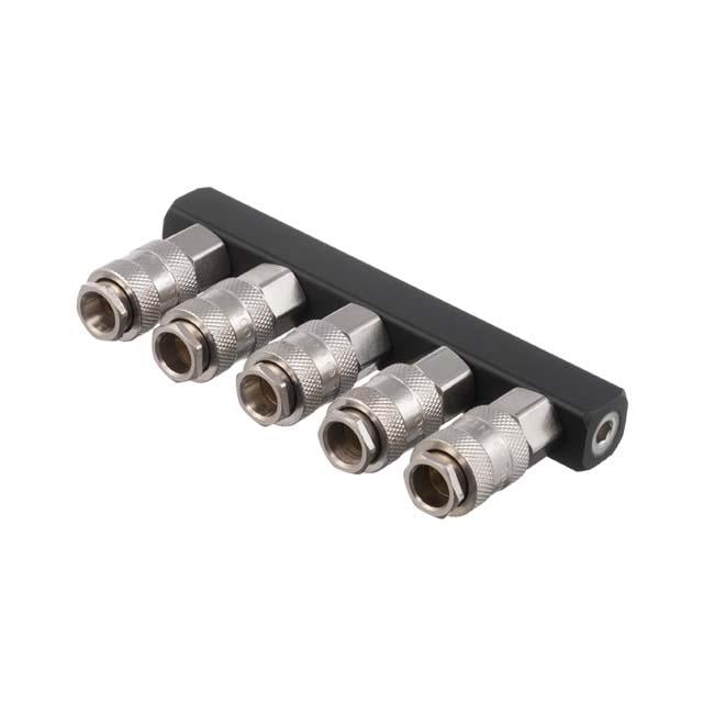 Розгалужувач повітря 1/4" Intertool на 5 виходів прямий зі швидкороз'ємними з'єднаннями 10 бар (PT-1857)