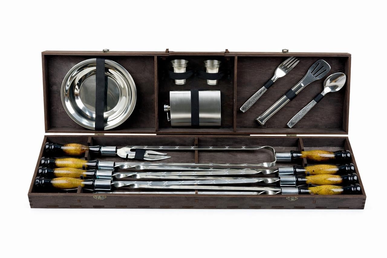 Набор шампуров Grill Master Вуд из 34 предметов в кейсе Коричневый (168-10-NB-3008)