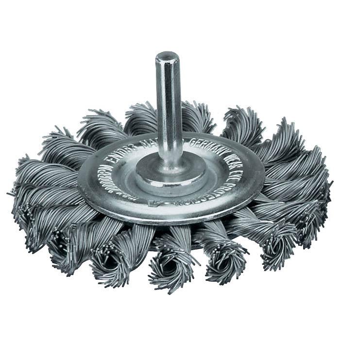 Щітка дискова Lessmann 75х15 мм хвостовик 6 мм скручений джгутами нержавіючий дріт 0,5 мм 18 джгутів 25000 об/хв 417398 (13722)