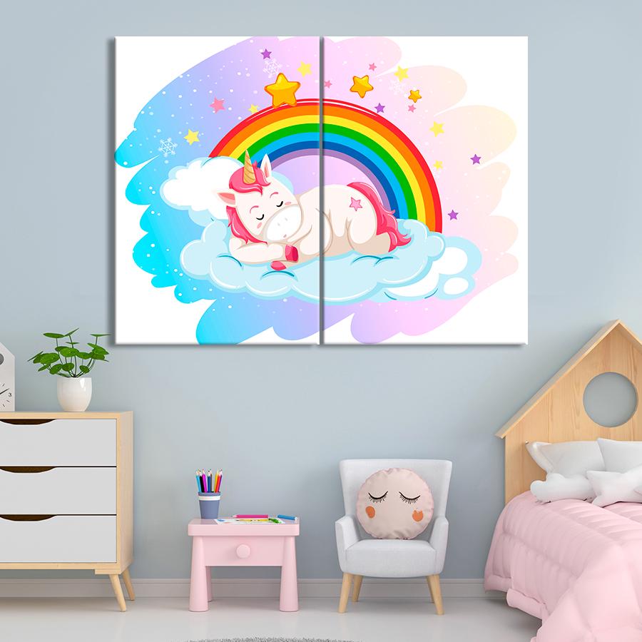 Картина в детскую комнату Единорог на облаке 165x122 см (A1384-2)