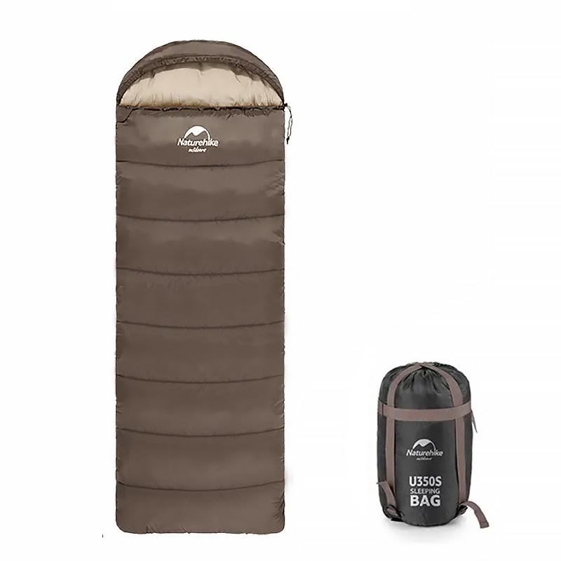 Спальный мешок туристический Naturehike U350 в чехле с капюшоном Brown/Beige (24366375)