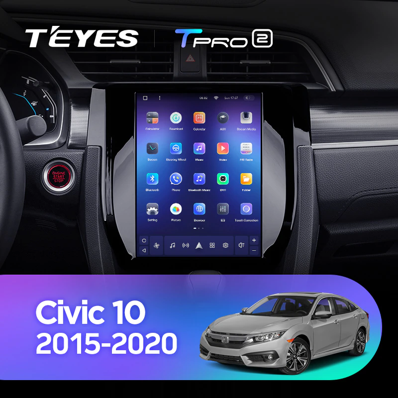 Автомагнітола штатна Teyes TPRO 2 для Honda Civic 10 FC FK 2015-2020 Tesla style Android TPRO2 4/64 Wi-Fi/4G - фото 4