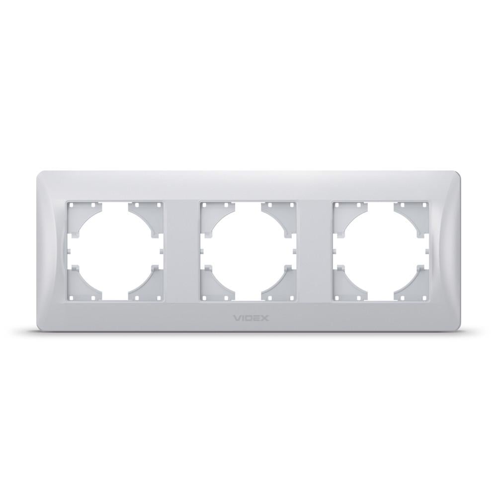 Рамка Videx BINERA 3-постовая горизонтальная Серебряный шелк (12604)