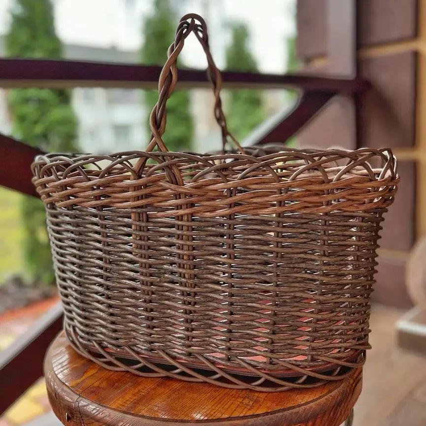 Корзина плетеная с ручкой Коричневая (1818910483)