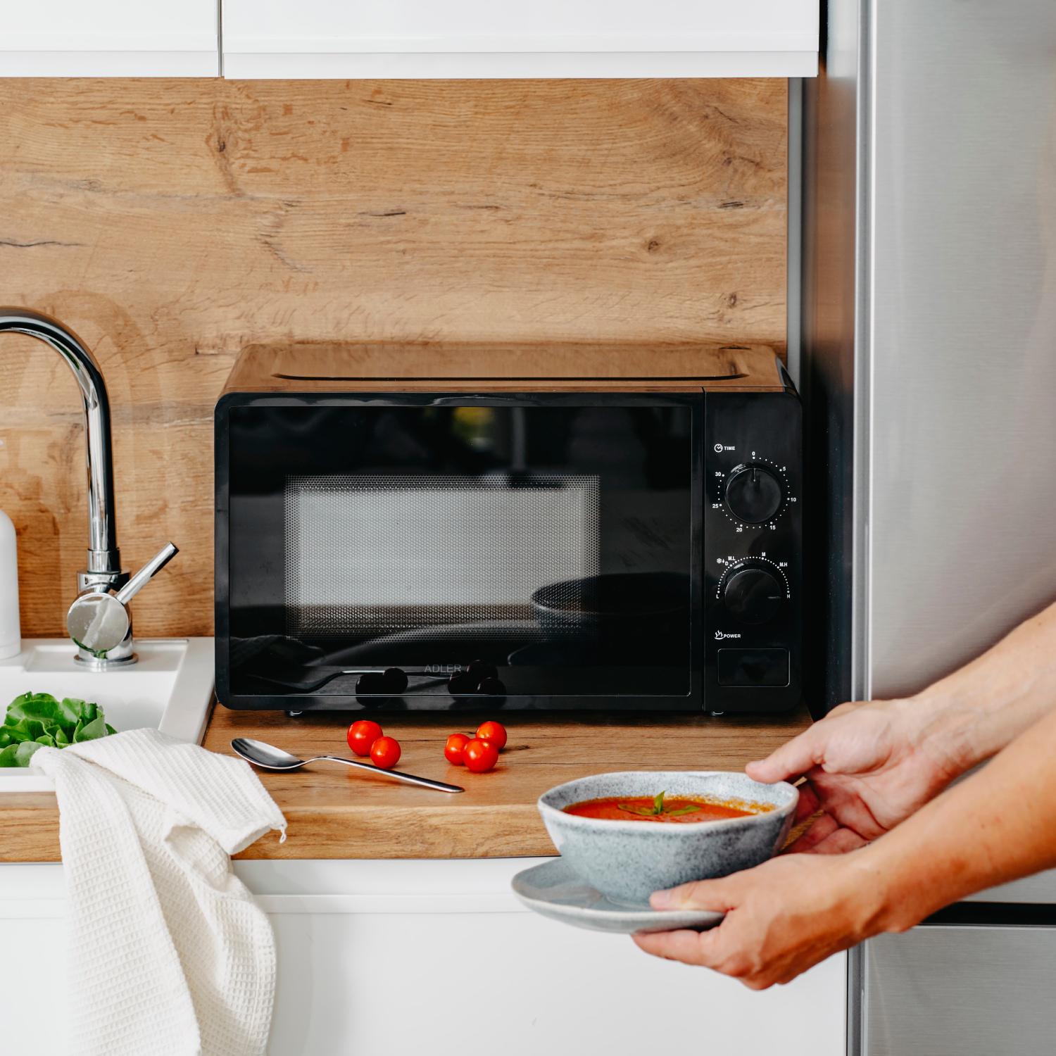 Микроволновая печь Adler AD 6206 механическое управление ручка 20 л 700 Вт Black (AD6206) - фото 8 Микроволновая печь Adler AD 6206 механическое управление ручка 20 л 700 Вт Black (AD6206) - фото 8