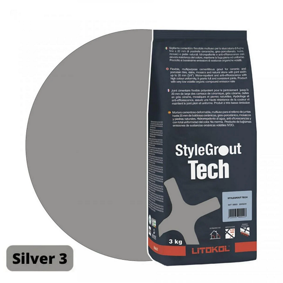 Затирка для плитки цементная Litokol StyleGrout Tech 0-20 3 кг Silver 3 (SGTCHSLV30063)