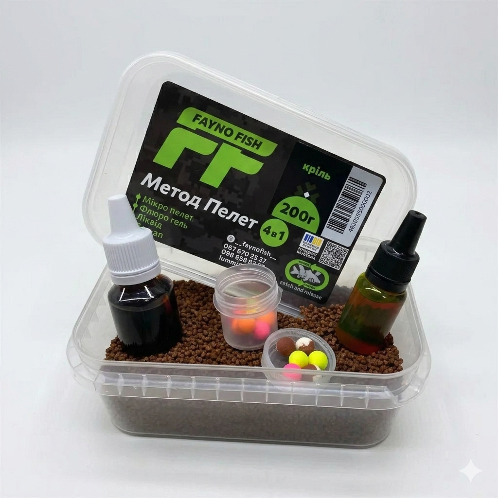 Методный пеллетс метод микс Foodie Fish криль 4в1 200 г (2551557081)