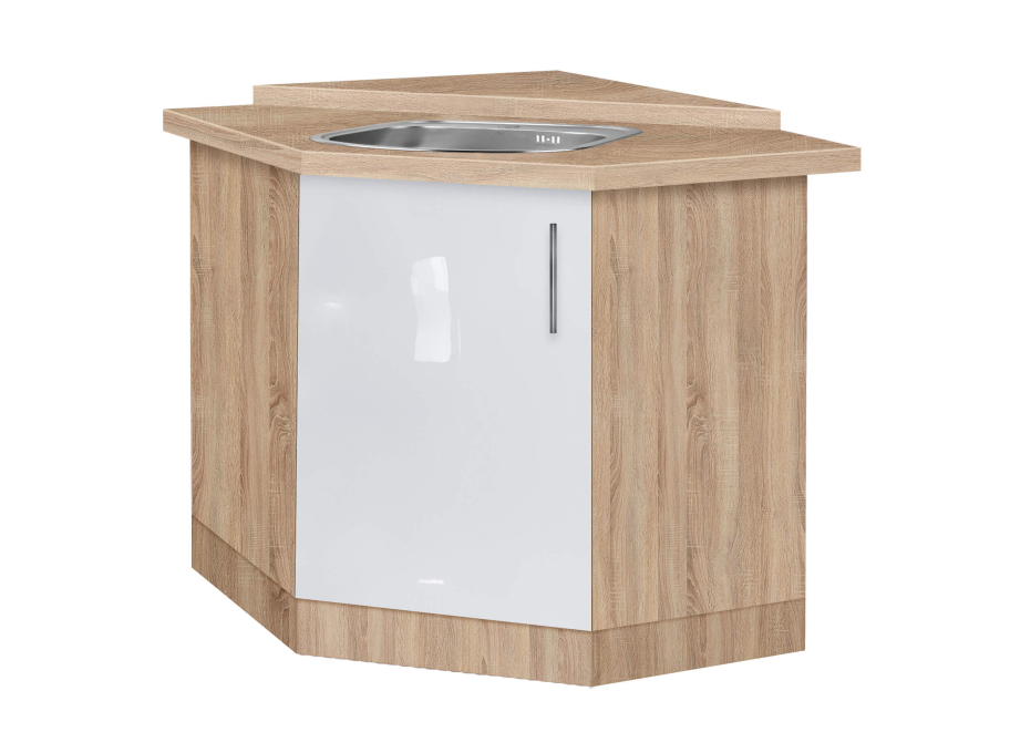 Тумба кутова кухонна №1 МАКСІ-МЕблі квадрат сатин зі стільницею 1-ї категорії Дуб сонома/Білий гладкий (5103464)