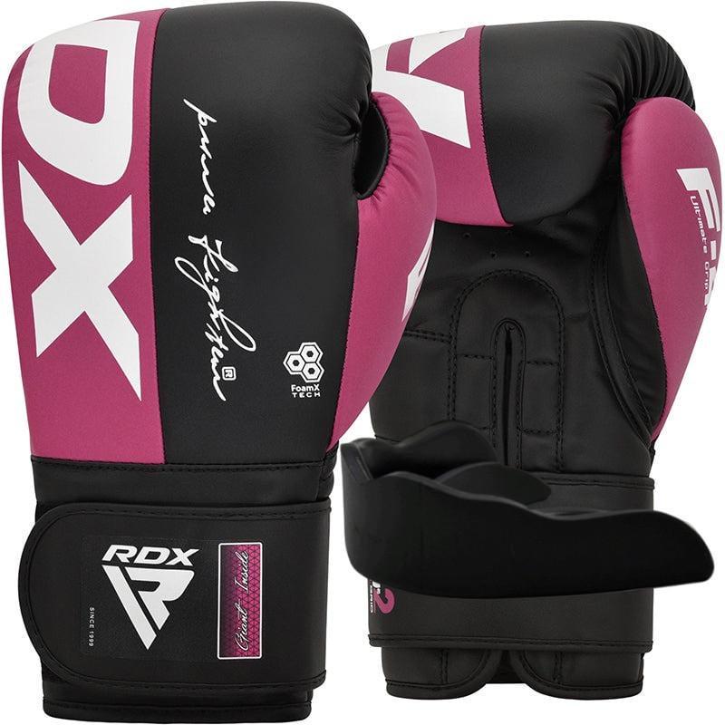 Боксерские перчатки RDX REX F4 8 унций капа в комплекте Pink/Black (3070040692)