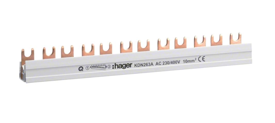 Шина Hager KDN263A фазная 2P 10 кв. мм 12M (000012449)