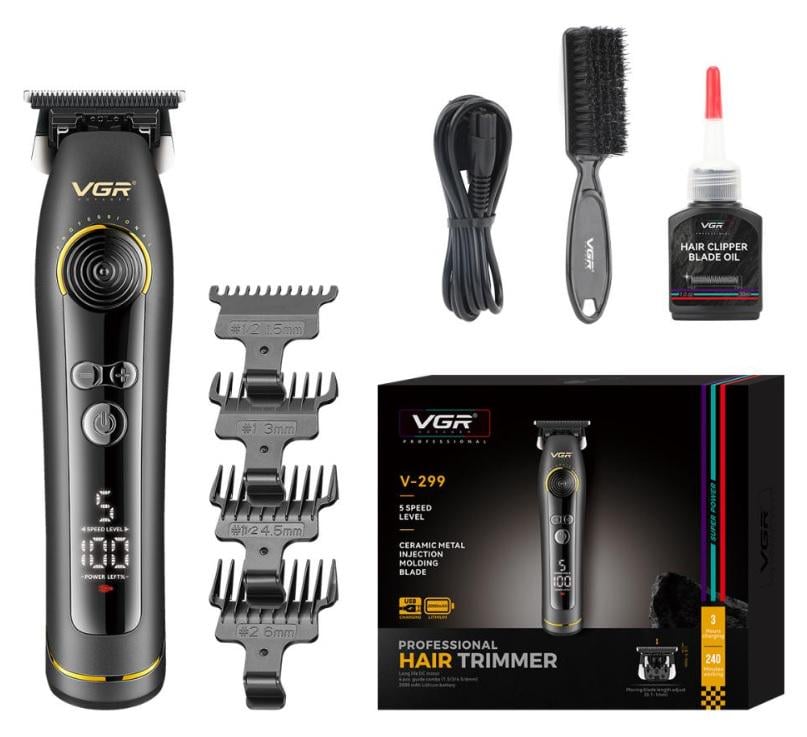 Тример для стрижки VGR V-299 4 насадки Чорний