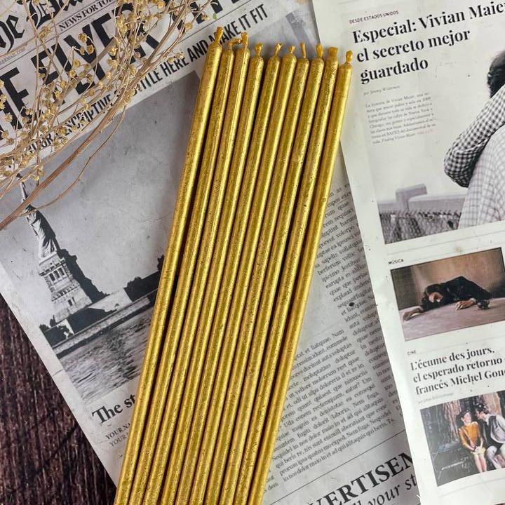 Свеча восковая 20 см 10 шт. Золотой (1459)