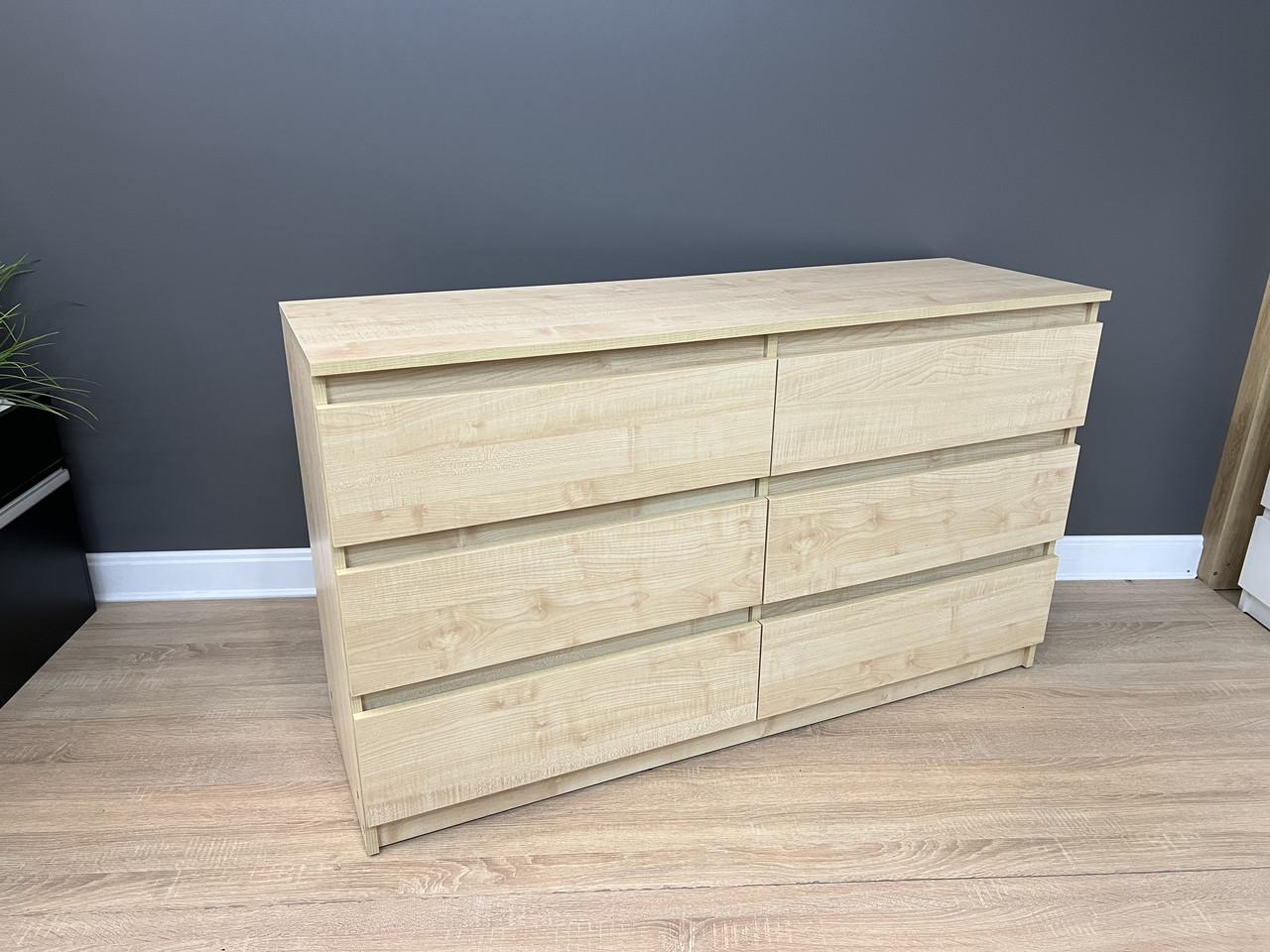 Комод Kvatro 130 на 6 шухляд 1300х750х400 мм Клен Танзау - фото 1