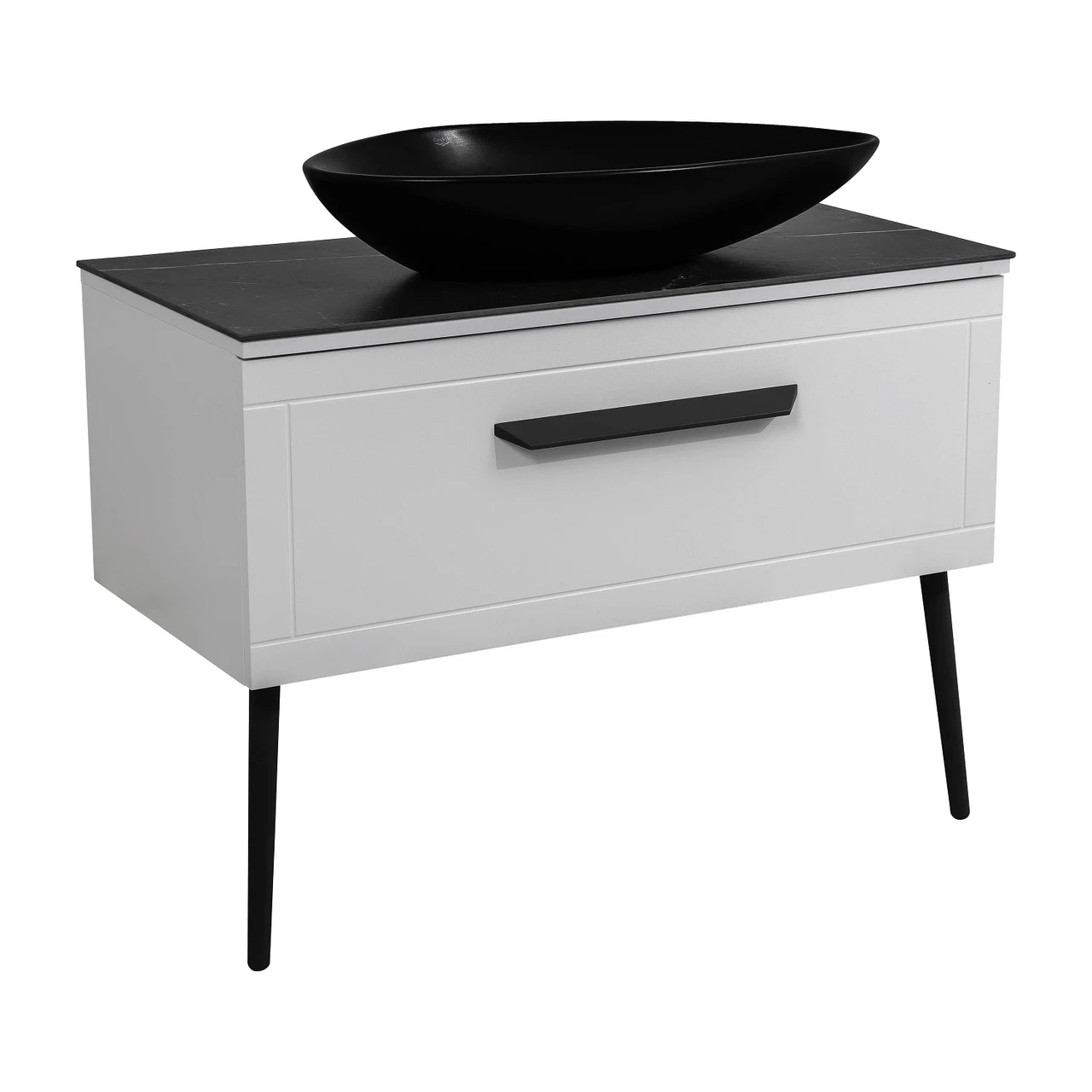 Тумба Сиена Белый матовый со столешницей 100 см и умывальником Olive 74 см Черный (2671327741) Тумба Сиена Белый матовый со столешницей 100 см и умывальником Olive 74 см Черный (2671327741)