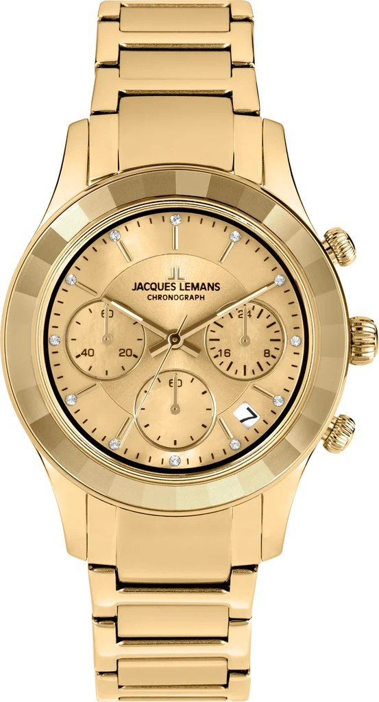 Наручний годинник жіночий Jacques Lemans Venice 1-2151H з сталевим корпусом WR 50 м та золотистим циферблатом