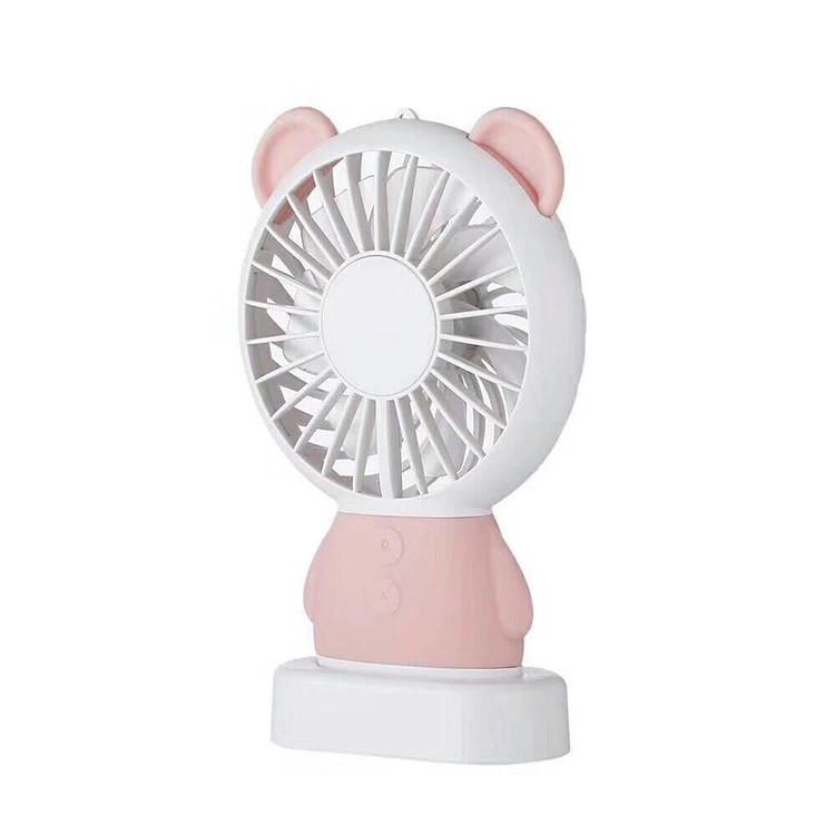 Настільний міні вентилятор SUNROZ Mini Fan з акумулятором 800 mAh Bear USB Рожевий (SUN0701)