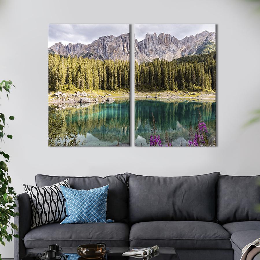 Модульная картина на холсте Диптих Горное Озеро Карецца 165x122 см (645-2)