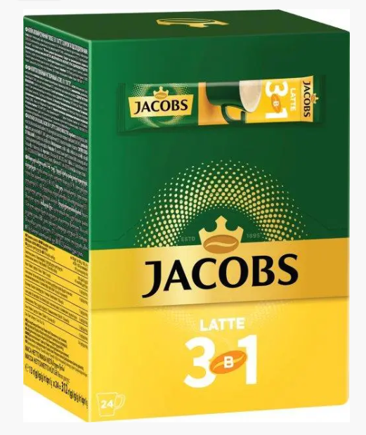 Напиток кофейный растворимый Jacobs 3в1 Latte 24шт