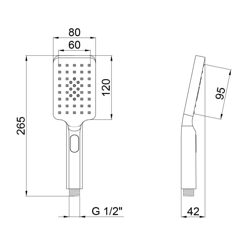 Душова лійка Q-tap Rucni QTRUCA121N3KBB однорежимна 120x80 мм Чорний (77362) - фото 2