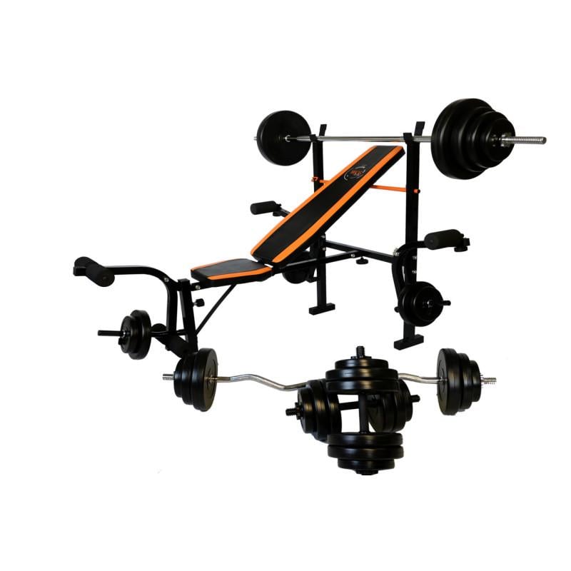 Спортивна лава під штангу WCG тренажер для ніг/батерфляй/штанга/грифи 2 шт./гантелі 147 кг (055)