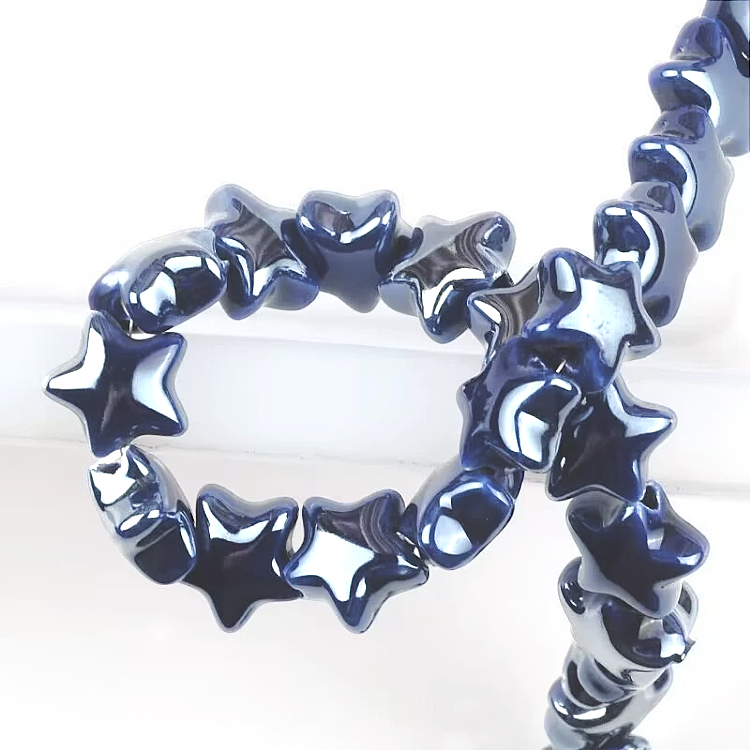 Бусины Звезда керамические 14х14 мм 5 шт. Темно-синий (КБ1414з13)