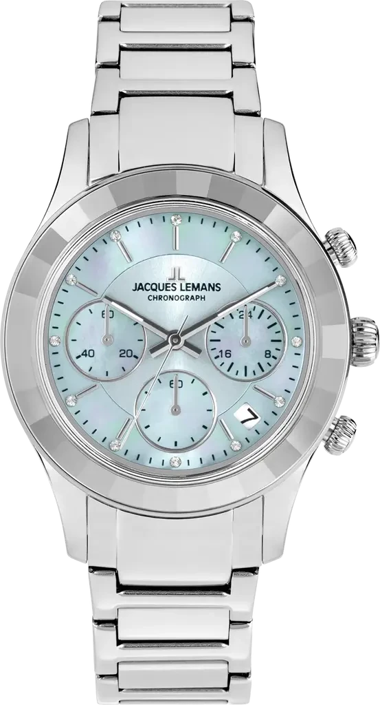 Наручные часы женские Jacques Lemans Sport 1-2151K со стальным корпусом WR 50 м и перламутровым циферблатом
