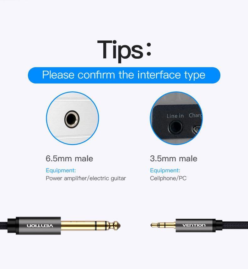 Кабель Vention 6.5 мм Jack-3.5 мм minijack HiFi стерео AUX на 6.35 мм в оплітці TRS 10 м Чорний (BAIHL) - фото 10