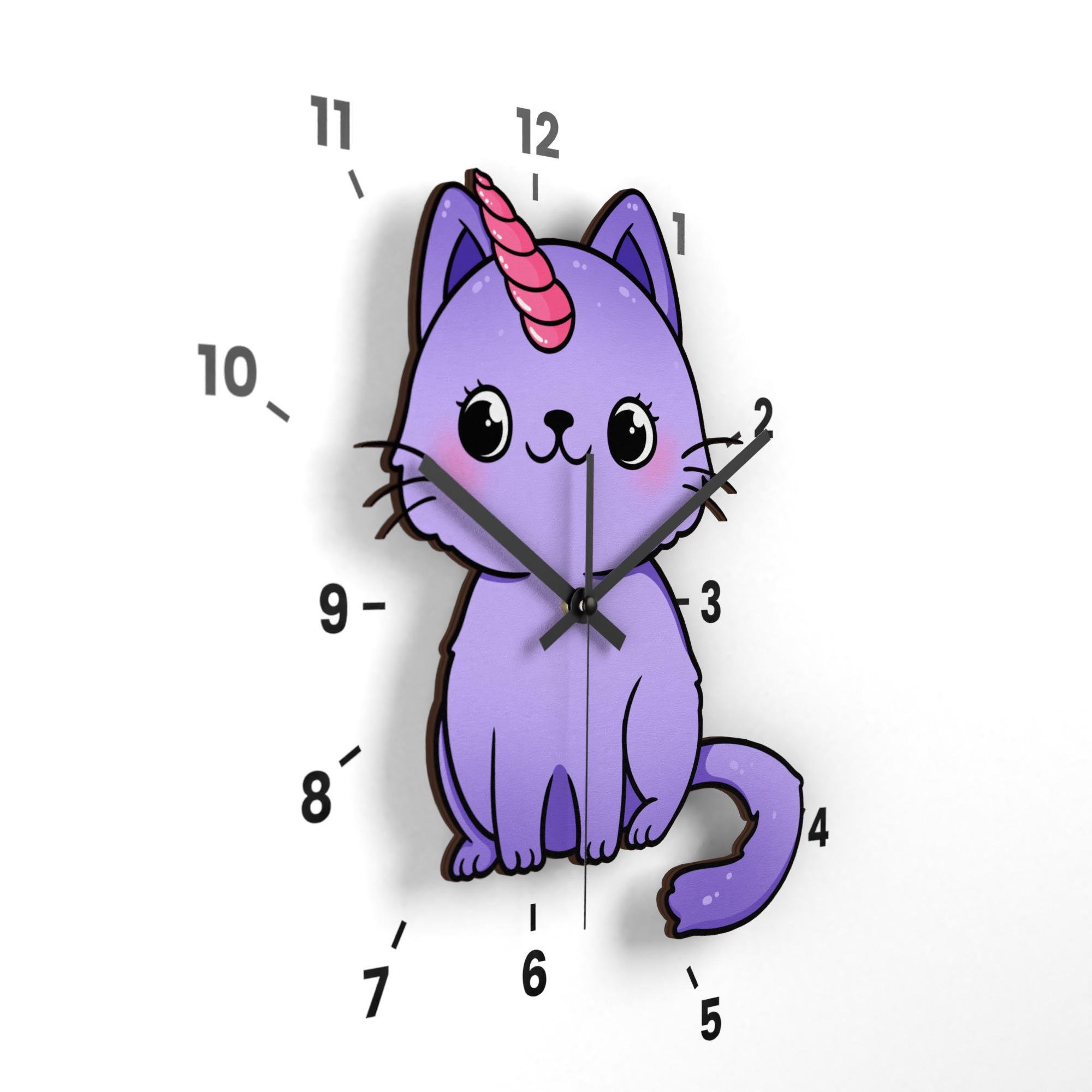 Часы настенные Lex Altern Кот-единорог деревянный (9340688) - фото 2 Часы настенные Lex Altern Кот-единорог деревянный (9340688) - фото 2