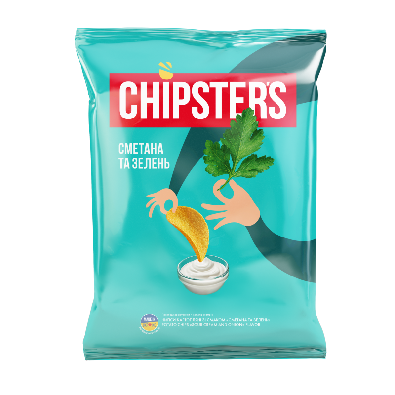 Чипси CHIPSTER'S Сметана зелень 70 г (4820182740060)