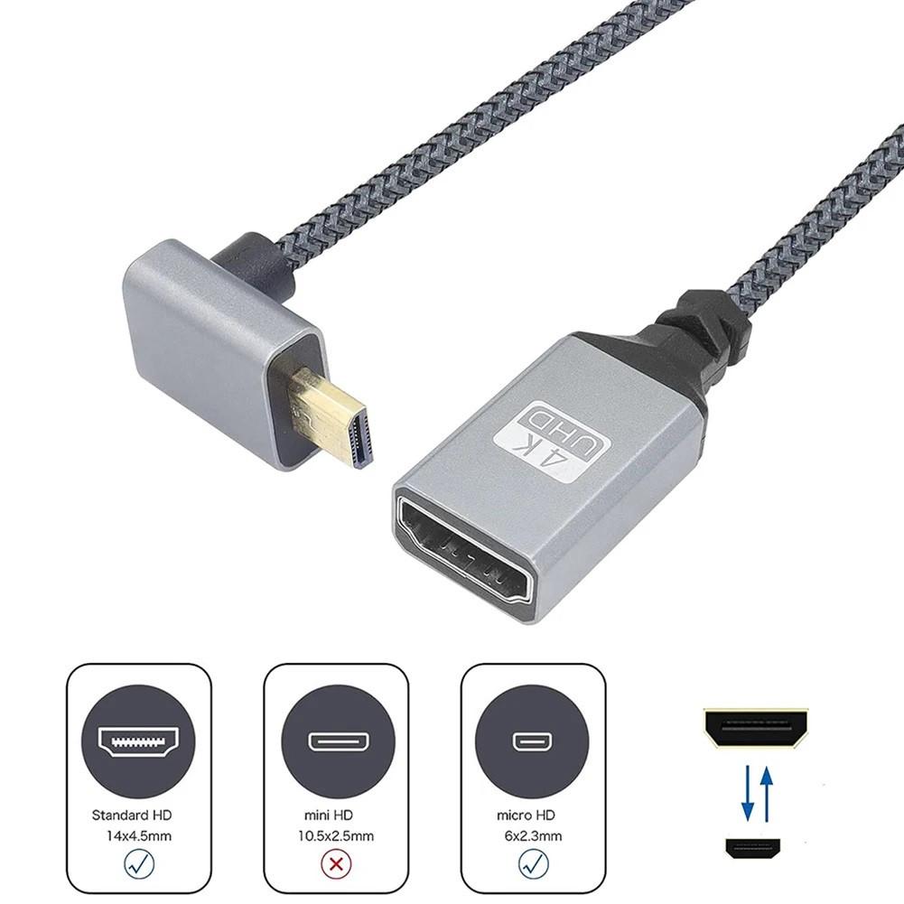 Кабель-перехідник 4К Micro HDMI Male-HDMI Female 60Hz 20 см - фото 2