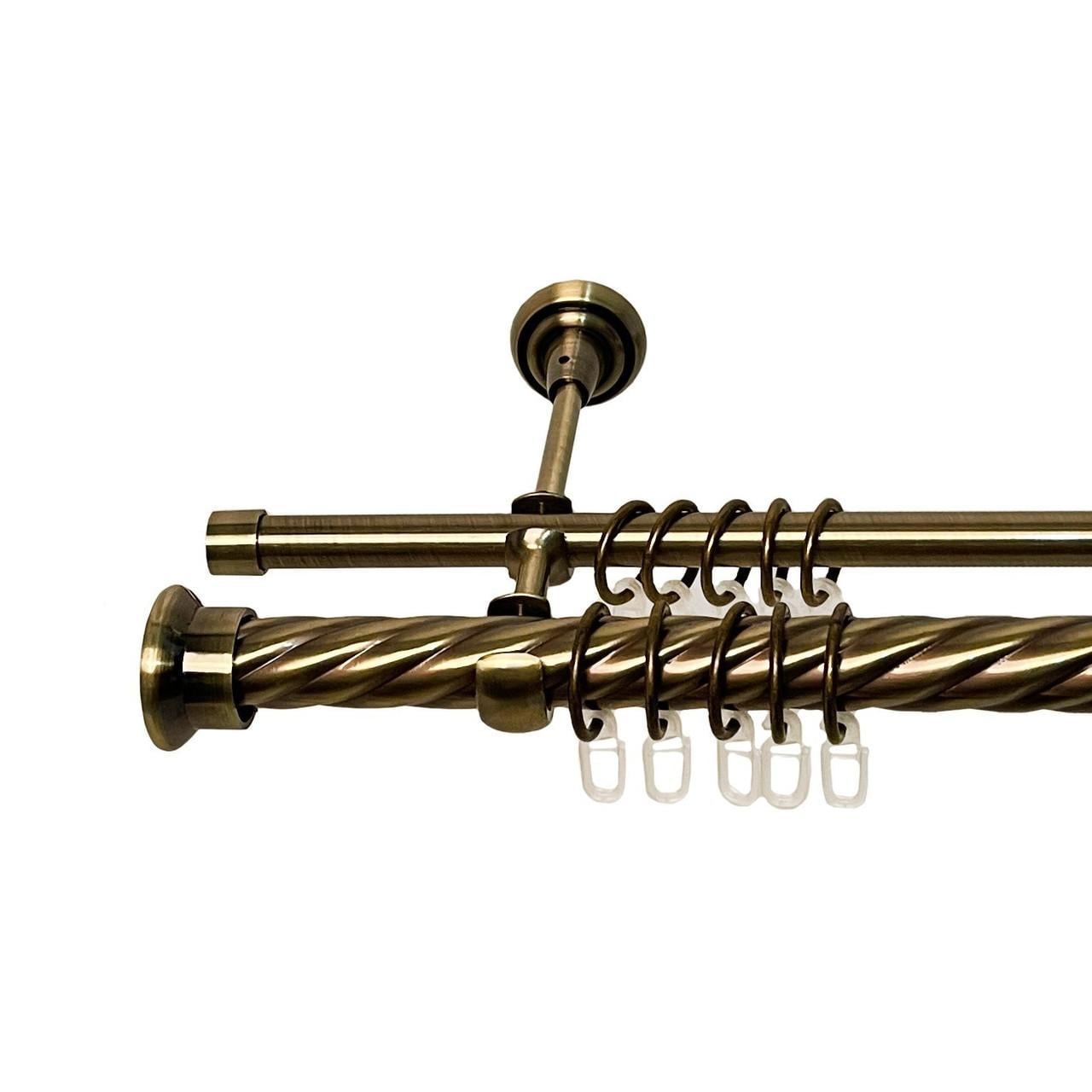 Карниз металевий Orvit Дуо двохрядний 25/16 мм 240 см Антик (000-6895)