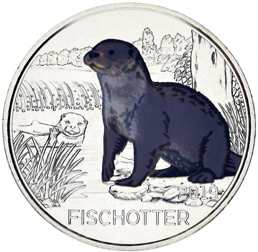 Коллекционная монета Австрия 3 евро 2019 Цветные создания - Выдра UNC (М12447)