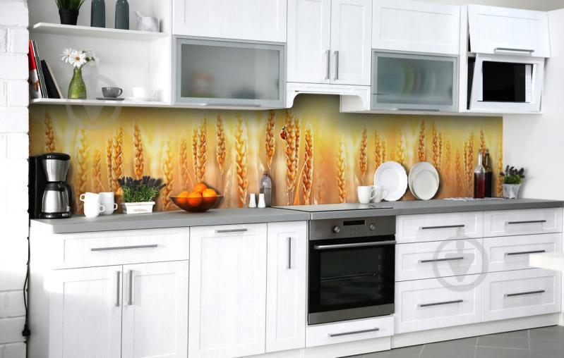 Скинали на кухню Zatarga «Колоски пшеницы» 600х2500 мм виниловая 3Д наклейка кухонный фартук самоклеящаяся