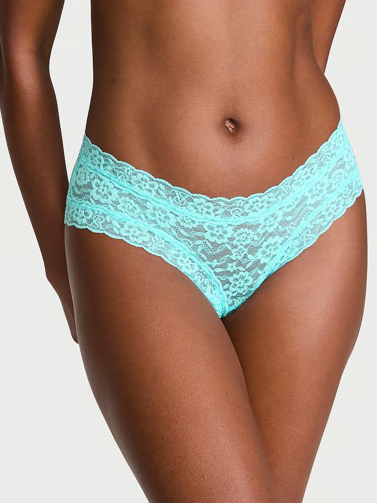 Трусики чики Victoria's Secret The Lacie Lace Cheeky Panty Aqua Blue S Бирюзовый (27223470)