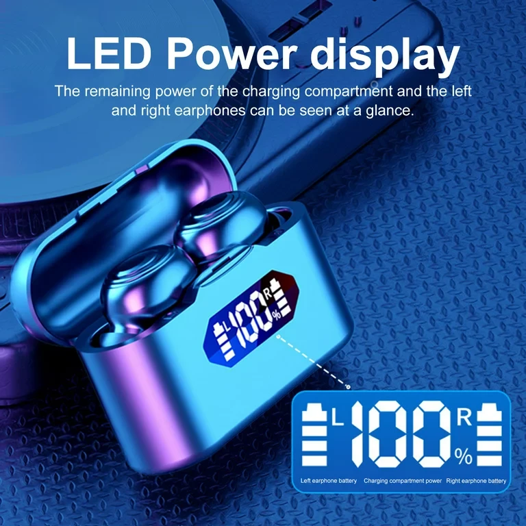 Навушники бездротові Bluetooth із зарядним кейсом та індикатором заряду Чорний (X37) - фото 4