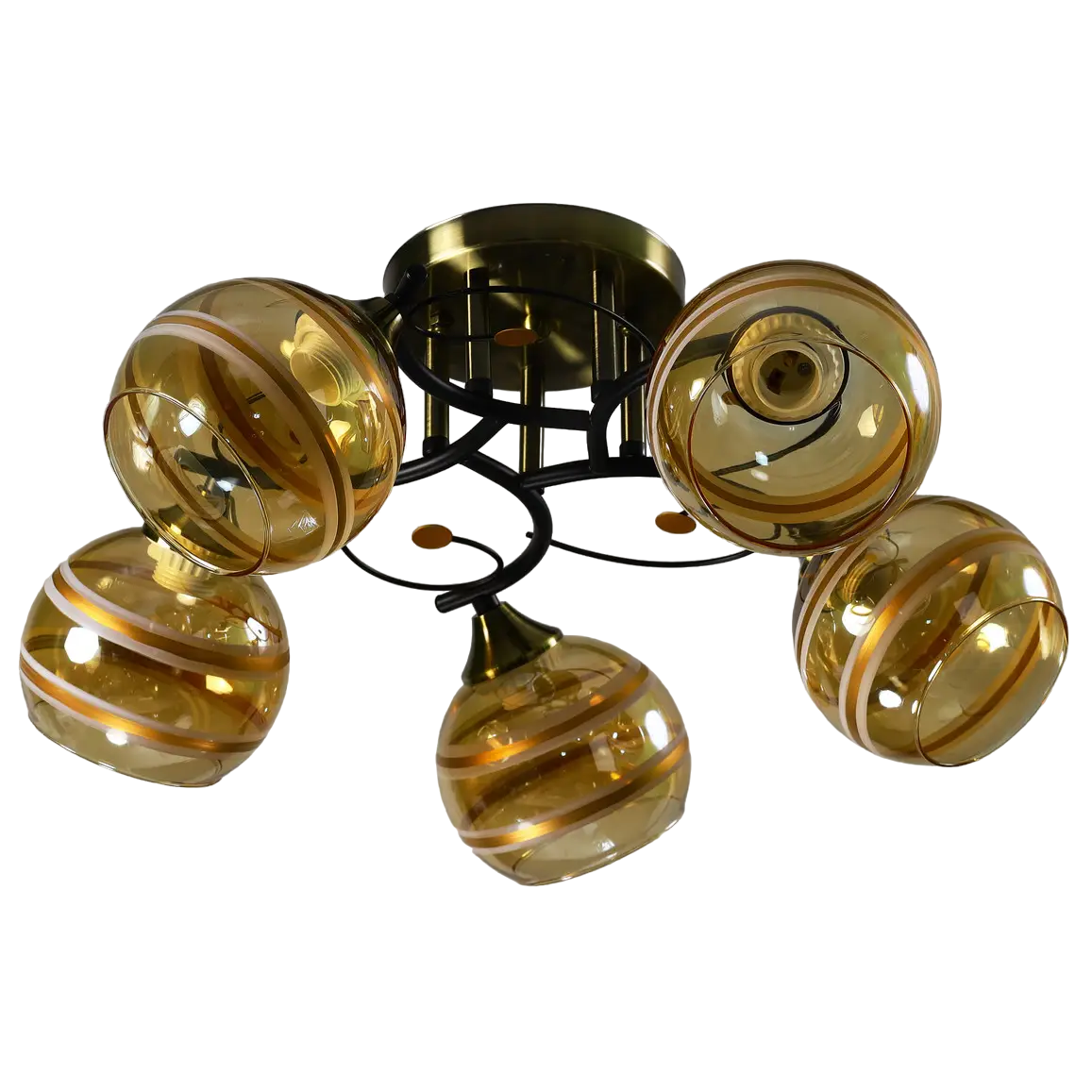 Люстра Svet на пять ламп Е27 со стеклянными плафонами Бронзовый (SC-W3022/5 BK+AB)