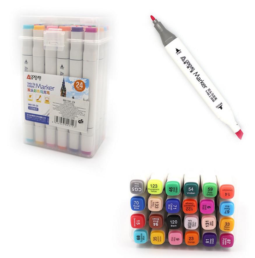 Набір двосторонніх скетчмаркерів Aodemei 24 кольори - фото 2 Набір двосторонніх скетчмаркерів Aodemei 24 кольори - фото 2