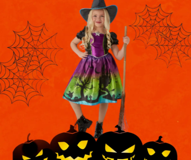 Костюм на Хэллоуин для девочки со шляпой М Разноцветный (154210-М) - фото 5