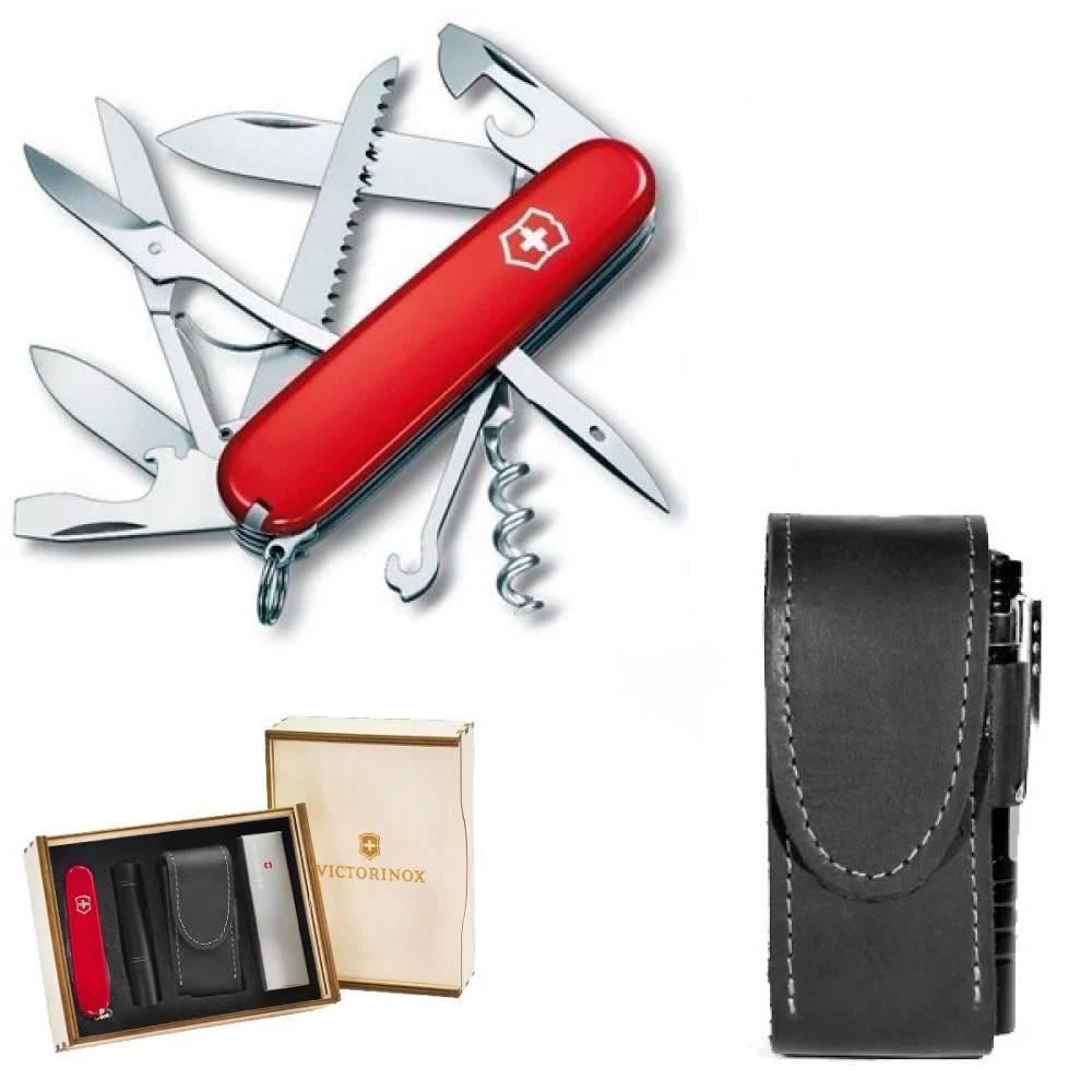 Комплект нож швейцарский Victorinox Huntsman 1.3715/чехол с фонариком